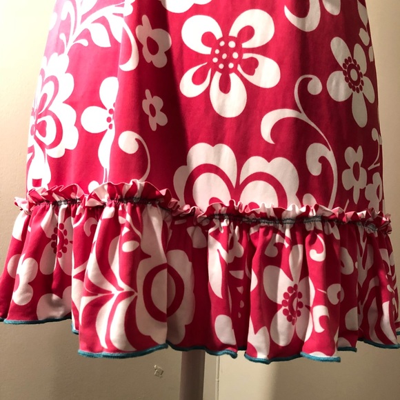 Pink Polka Dot floral Coverup dress with ruffle - Picture 4 of 8